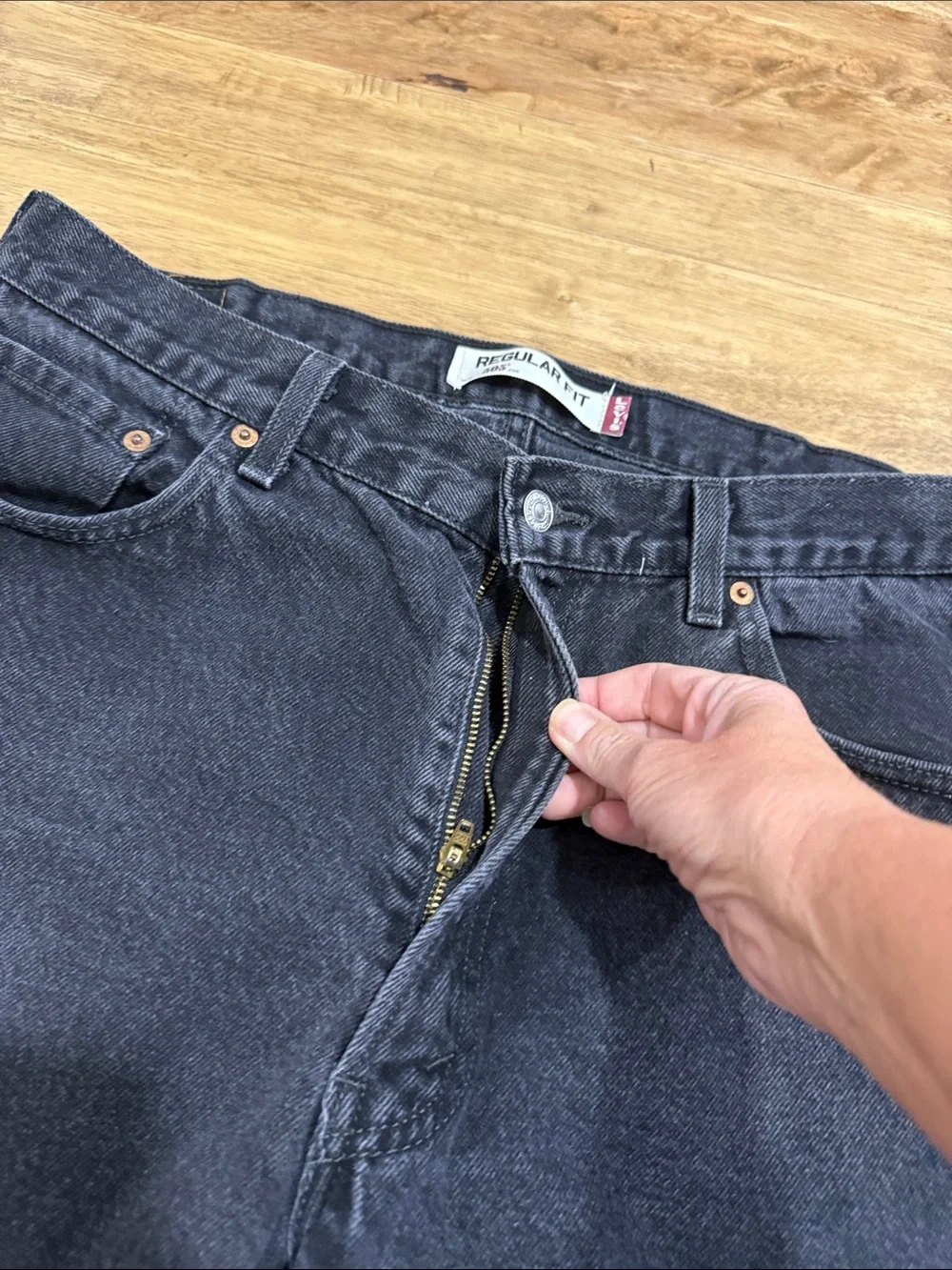 Levi Black 505 Regular Fit Jeans 38x34